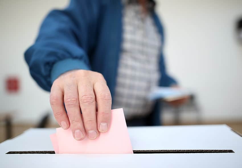 A man placing his vote